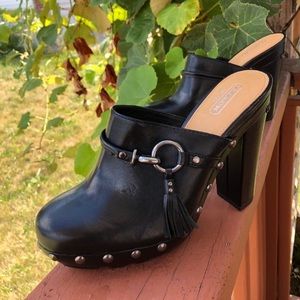 COACH Rana black leather clogs